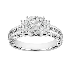 Cushion Engagement Old Miner Real Natural Earth Mined Diamond Ring Channel Set 5.50 Carats