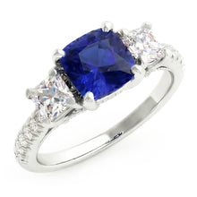 Cushion Gemstone Blue Sapphire Ring Princess Natural Earth Mined Diamonds 2.50 Carats