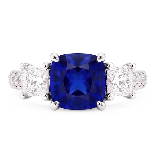 Cushion Gemstone Blue Sapphire Ring Princess Natural Earth Mined Diamonds 2.50 Carats