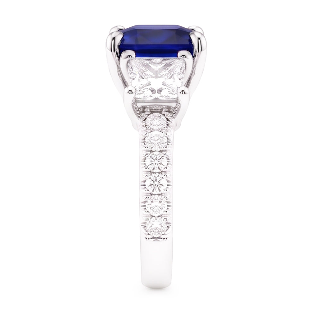 Cushion Gemstone Blue Sapphire Ring Princess Natural Earth Mined Diamonds 2.50 Carats