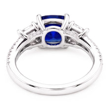Cushion Gemstone Blue Sapphire Ring Princess Natural Earth Mined Diamonds 2.50 Carats