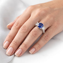 Cushion Gemstone Blue Sapphire Ring Princess Natural Earth Mined Diamonds 2.50 Carats