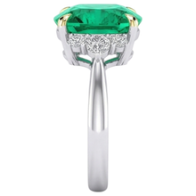 Genuine Emerald Gemstone Ring 4 ct 14K Two Tone Gold – profile view