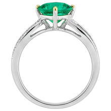 Natural Emerald Gemstone Ring 1 ct 14 Karat Two Tone Gold – top view