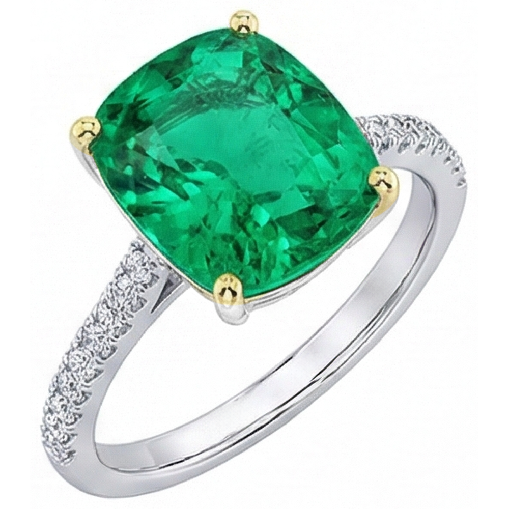 Bespoke Colombian Emerald Precious Stone Ring 3.50 ct – angle view