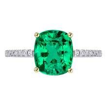 Colombian Emerald Precious Stone Ring 3.50-ct 14 Karat Two Tone Gold – main view