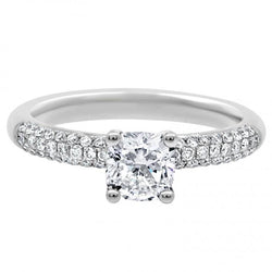 Cushion Genuine Diamond Engagement Ring 1.40 Carats White Gold 14K