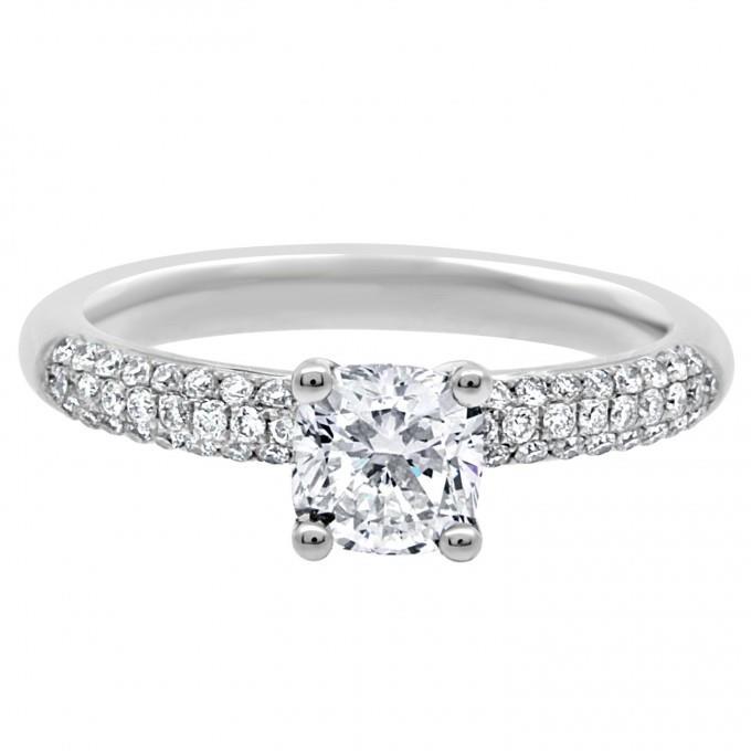 Cushion Genuine Diamond Engagement Ring 1.40 Carats White Gold 14K