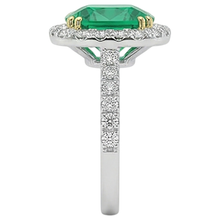 Authentic Fine Emerald Colored Stone Ring – top view