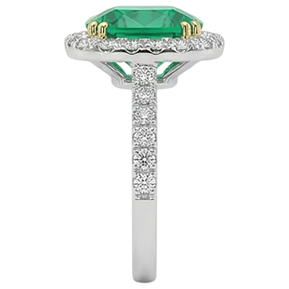 Authentic Fine Emerald Colored Stone Ring – top view