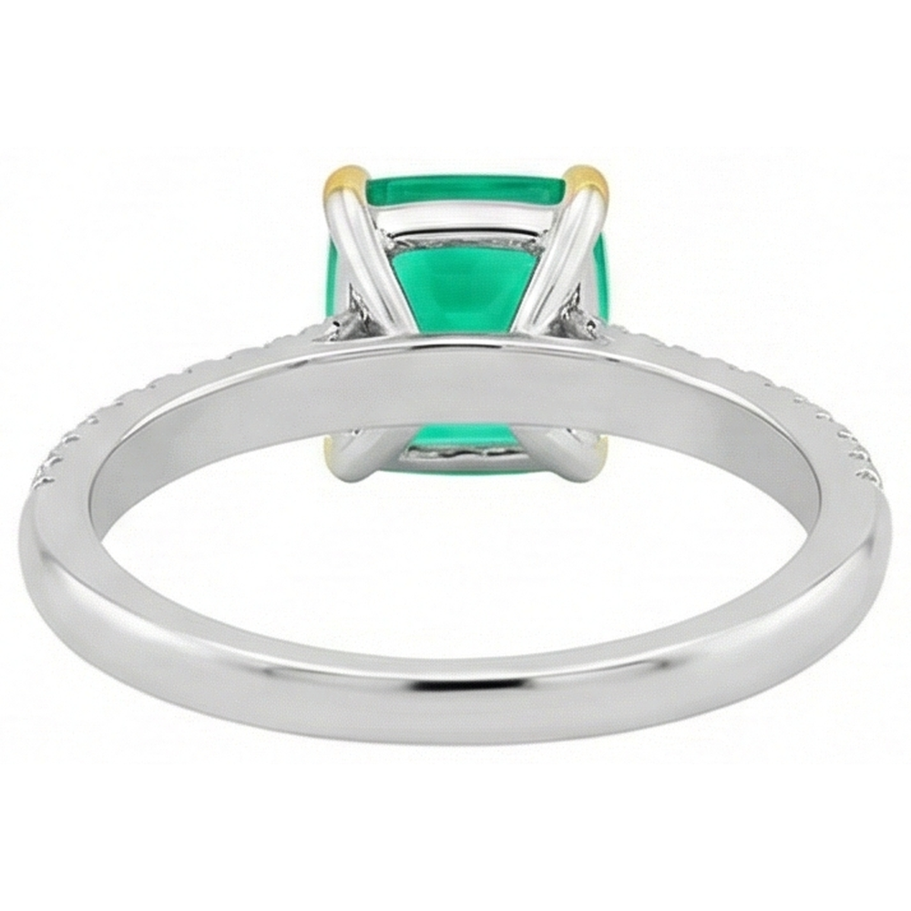 Emerald Precious Stone Ring 3.50-ct 14K Two Tone Gold – top view