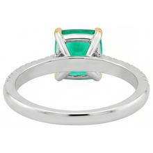 Emerald Precious Stone Ring 3.50-ct 14K Two Tone Gold – top view