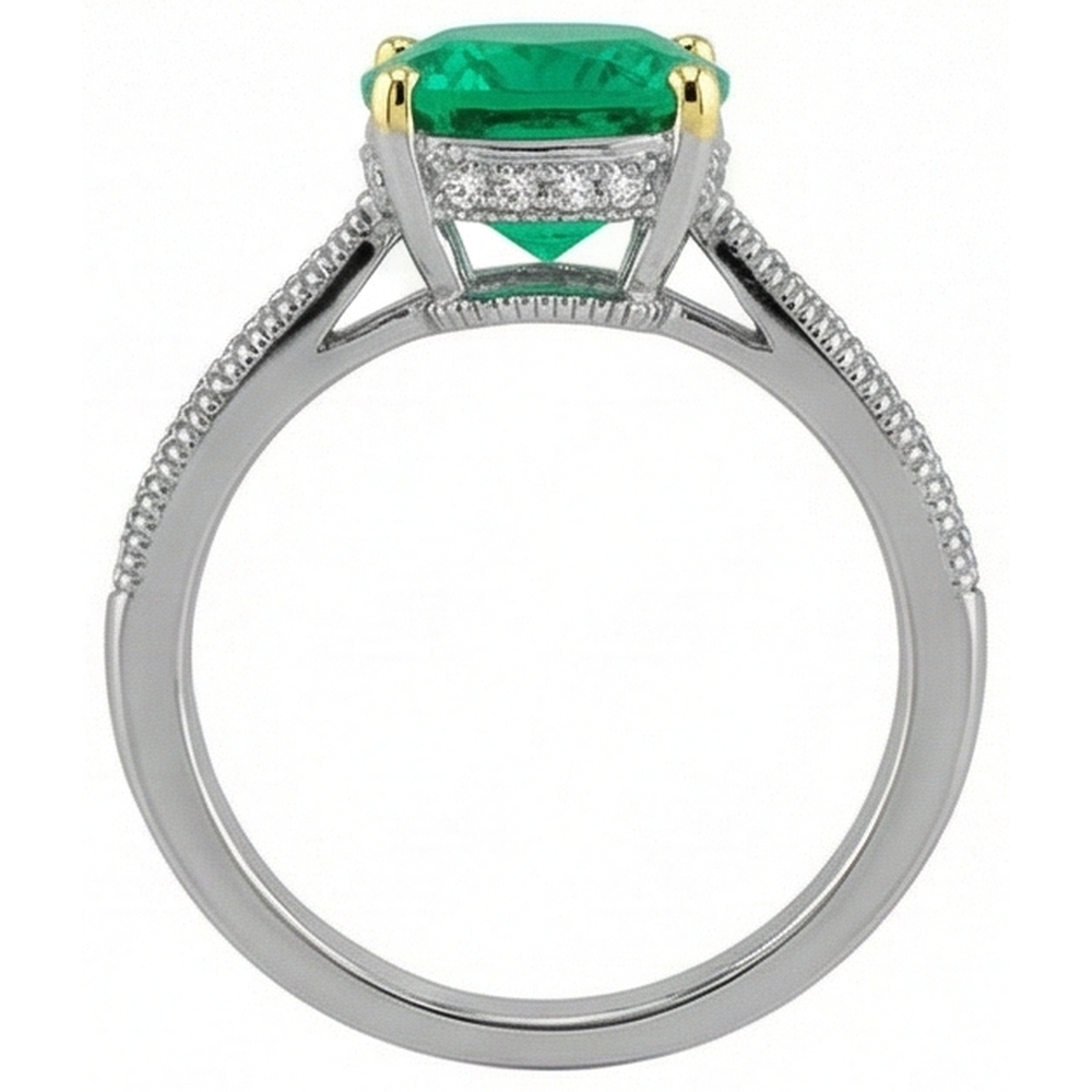 Natural Emerald Precious Stone Ring – profile view