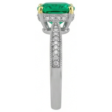 Emerald Precious Stone Ring 1-ct 14K Two Tone Gold – top view