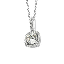 Cushion Halo Real Diamond Pendant Without Chain Necklace 1.35 Carat WG 14K