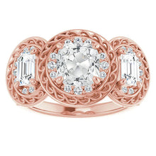 Cushion Halo Ring Old Mine Cut Real Diamond Prong Set Filigree 10.50 Carats