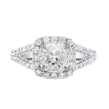 Cushion Halo Ring Old Miner Real Diamond Split Shank 4.75 Carats Gold 14K