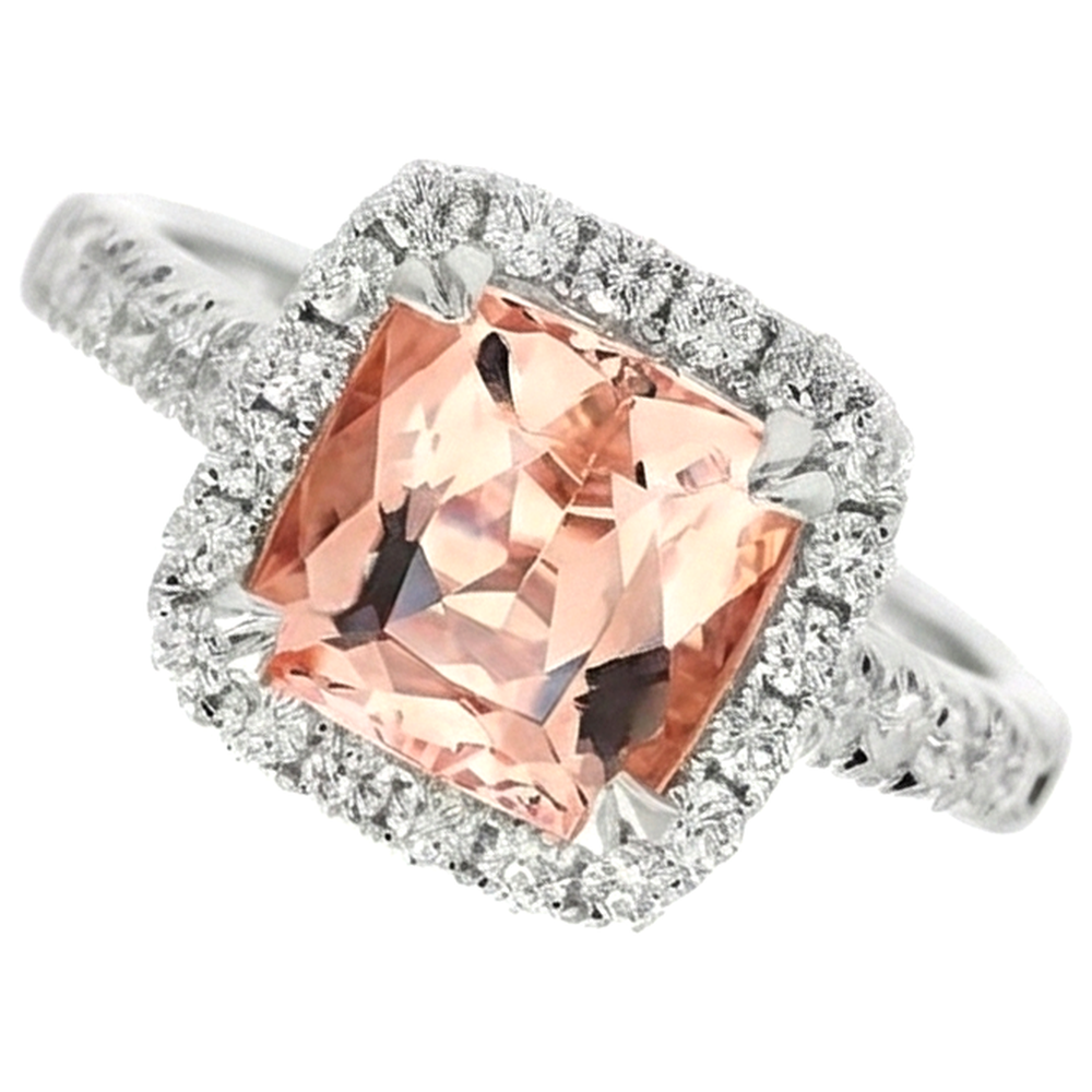natural round morganite 27ct ring side angle
