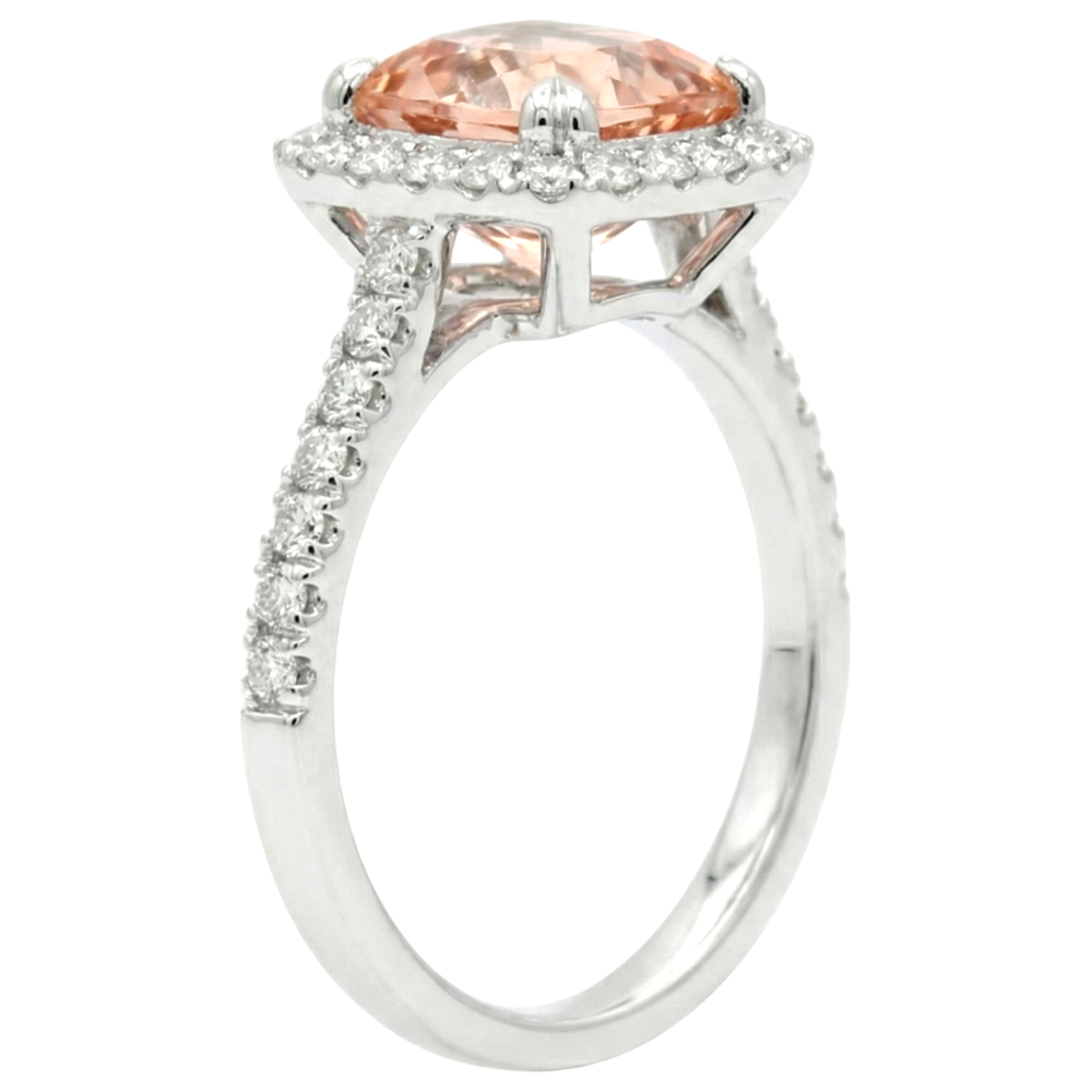 natural round morganite 27ct ring top view