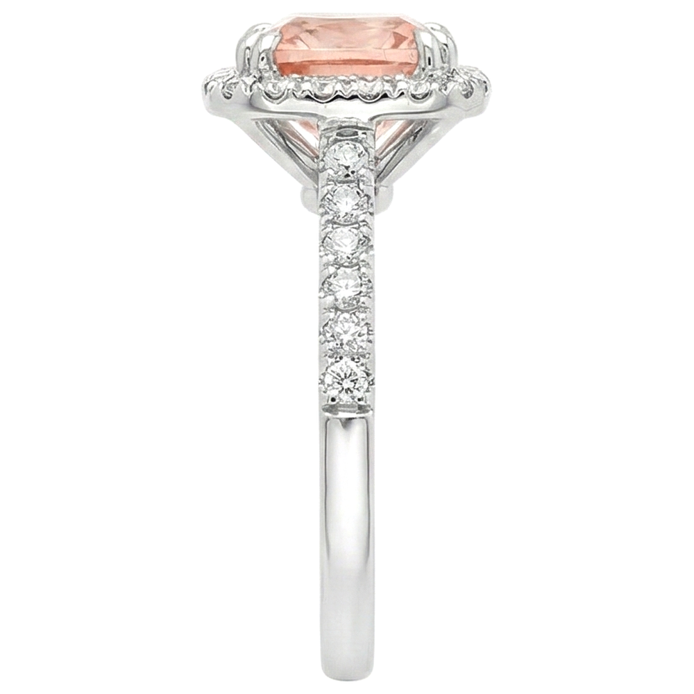 natural round morganite 27ct ring profile view
