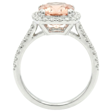 natural round morganite 27ct ring on white background