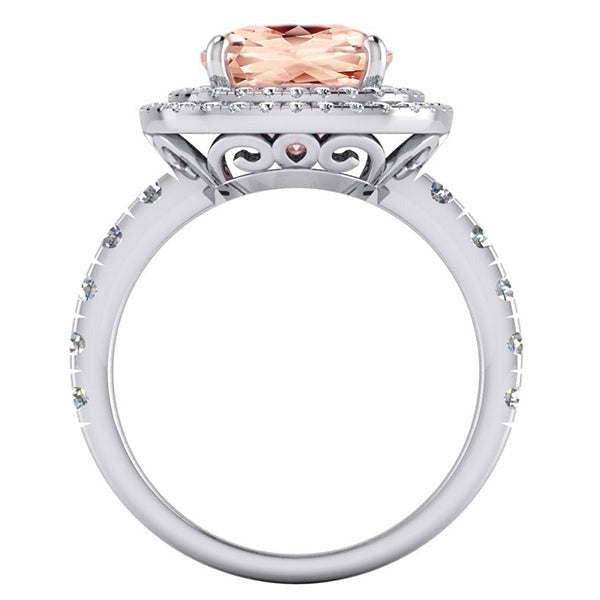 Cushion Morganite Diamond Ring