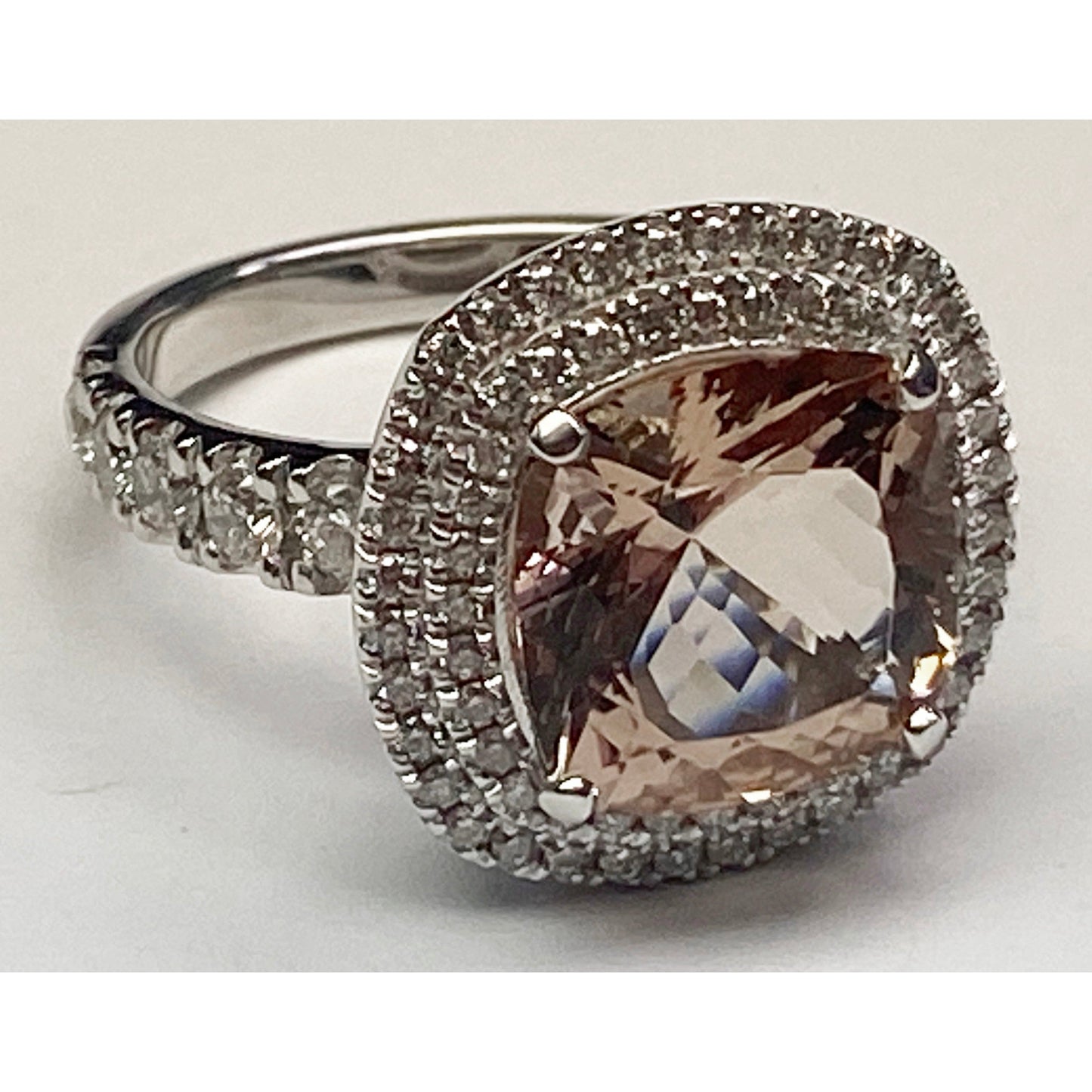 Cushion Morganite Diamond Ring