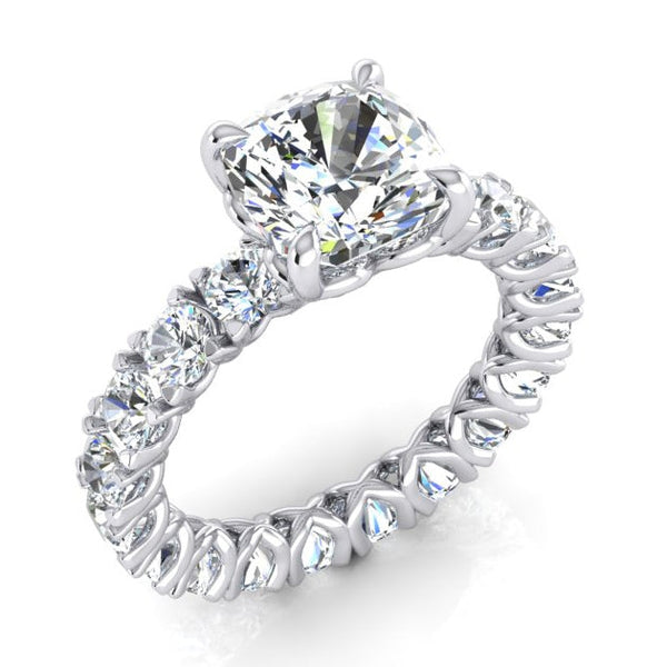 Cushion Natural Diamond Anniversary Band Ring 4 Ct. Gold Ladies Jewelry