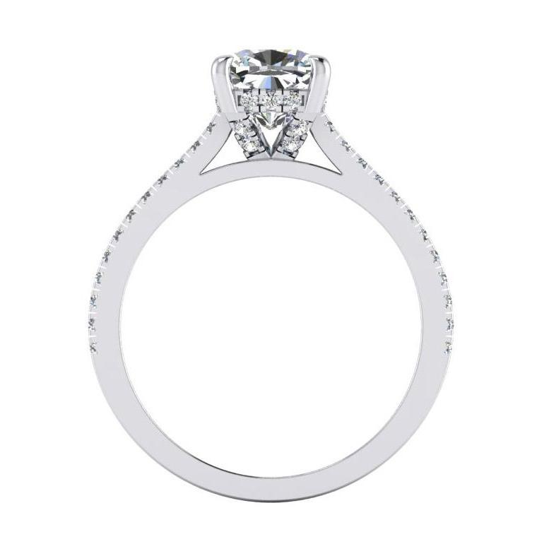 Cushion Natural Diamond Engagement Ring White Gold Cathedral Setting 