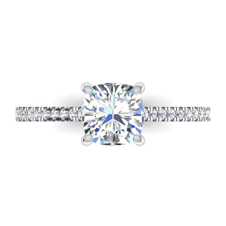 Cushion Natural Diamond Engagement Ring White Gold Cathedral Setting 2 Carats