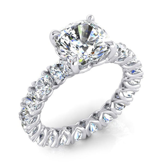 Cushion Natural Earth Mined Diamond Anniversary Band Ring 4 Ct. Gold Ladies Jewellery