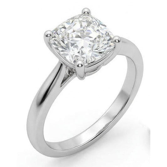 Cushion Natural Earth Mined Diamond Solitaire Ring
