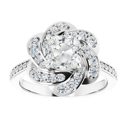 Cushion Old Cut Real Diamond Halo Ring Prong Twisted Style 8.25 Carats