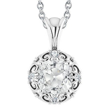 Cushion Old Cut Natural Earth Mined Diamond Pendant Slide Necklace 6 Carats Gold 14K