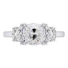 Cushion Old Cut Real Diamond Ring 4.50 Carats With Marquise & Half Moons