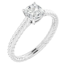 Cushion Old Cut Real Diamond Solitaire Ring Prong Set Rope Style 3 Carats