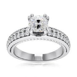 Cushion Old European Real Natural Earth Mined Diamond Ring Double Prong Set 4.75 Carats