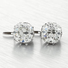 Cushion Old Mine Cut 3 Carats Genuine Diamonds Studs Earring White Gold 14K