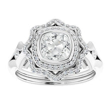 Cushion Old Mine Cut Real Diamond Double Halo Ring Bezel Set 6.75 Carats