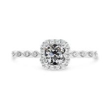 Cushion Old Mine Cut Real Diamond Halo Ring 3.50 Carats 14K Gold