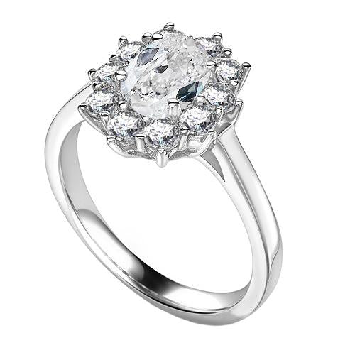 Cushion Old Mine Cut Real Diamond Halo Ring Flower Style 2.50 Carats