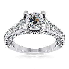 Cushion Old Mine Cut Real Diamond Ring With Accents Gold 8 Carats