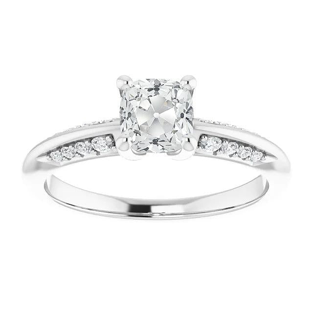Cushion Old Miner Natural Earth Mined Diamond Engagement Ring With Accents 4.50 Carats