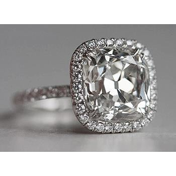 Cushion Old Miner Genuine Diamond Halo Engagement Ring 1.50 Ct White Gold 14K