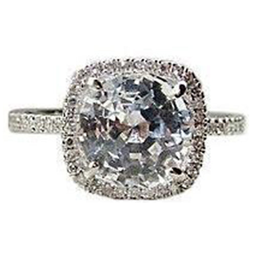 Cushion Old Miner Genuine Diamond Halo Engagement Ring 1.50 Ct White Gold 14K