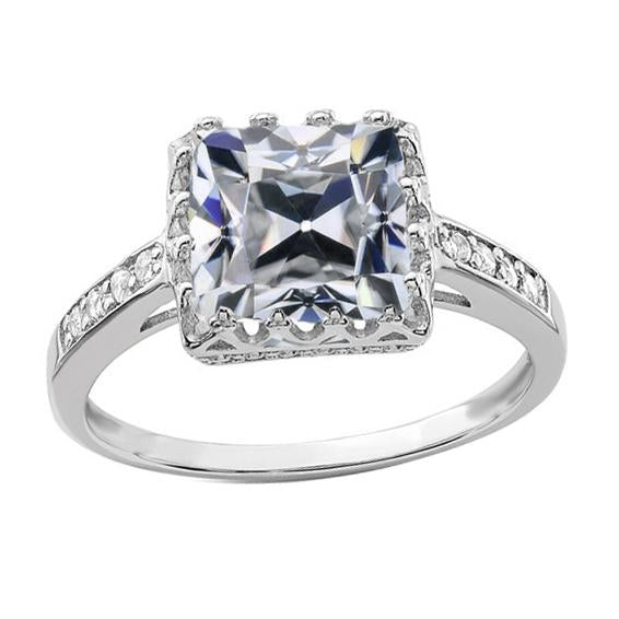 Cushion Old Miner Natural Diamond Lady's Wedding Ring 4 Carats 14K Gold
