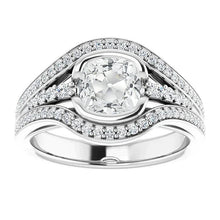 Cushion Old Miner Natural Diamond Ring Half Bezel Set 5.50 Carats White Gold