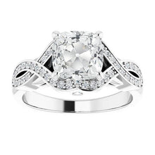 Cushion Old Miner Natural Diamond Ring Infinity Style Split Shank 6.75 Carats