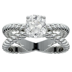 Cushion Old Miner Natural Diamond Solitaire Ring Split Rope Style 3.75 Carats