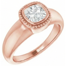 Cushion Old Miner Natural Earth Mined Diamond Solitaire Ring Bezel Beaded Style 2 Carats